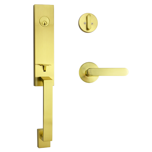 Brass Finish Entrance Lockset with Menindee Handle - Max Series