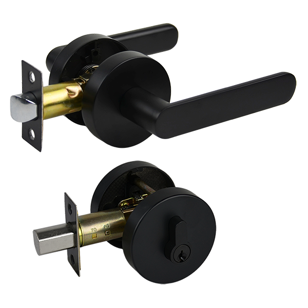 Matt black Double Cylinder Deadbolt Entrance Set - Menindee Series