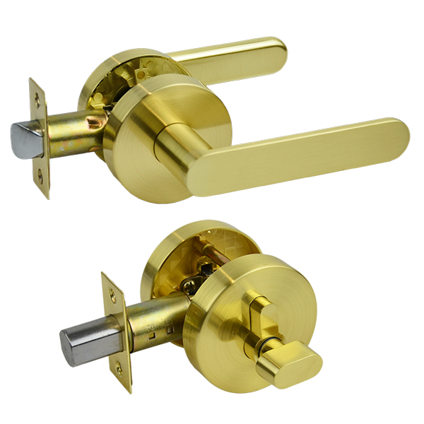 Brushed Brass Entrance Handle Set - Menindee Series