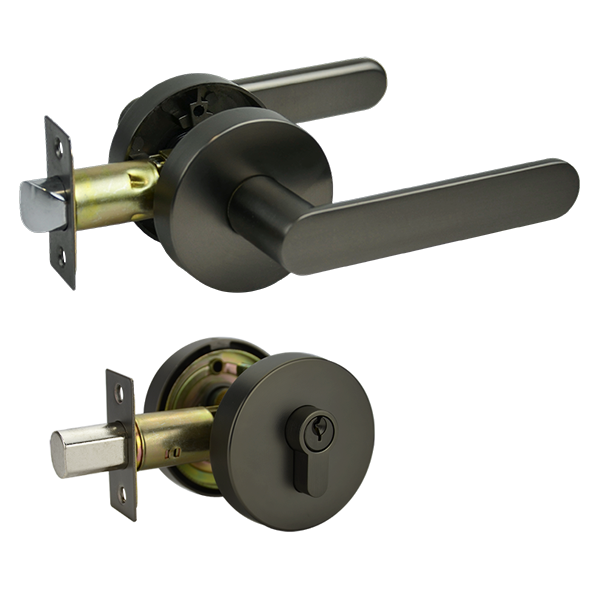 Gunmetal Finish Double Cylinder Deadbolt Entrance Set - Menindee Series