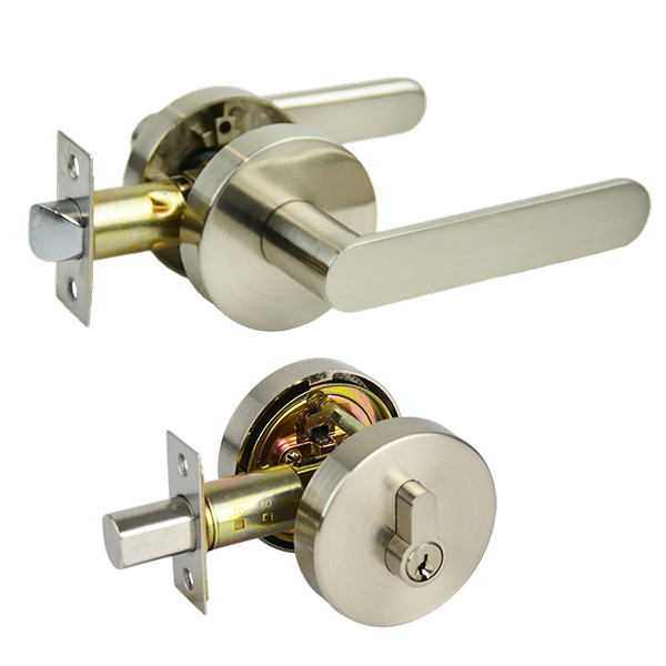 Satin Nickel Double Cylinder Deadbolt Entrance Set - Menindee Series