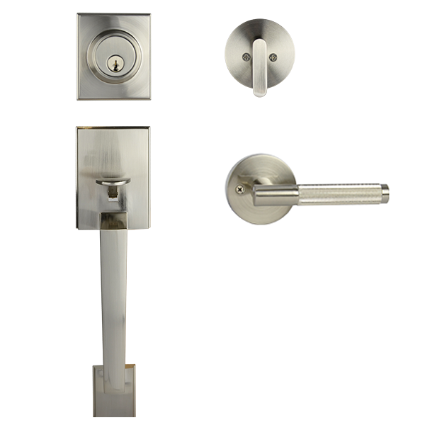Satin Nickel Architectural Lever Pull with Deadbolt -  Esperance Series