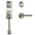 Satin Nickel Architectural Lever Pull with Deadbolt -  Malbena Series