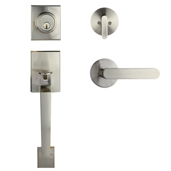Satin Nickel Architectural Lever Pull with Deadbolt - Menindee Series