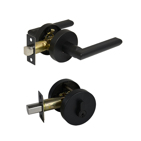 St Clair Series Double Cylinder Entrance Set - Matt Black Finish
