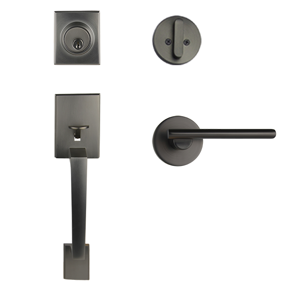 Gunmetal Finish Architectural Lever Pull with Deadbolt - Coongie Series