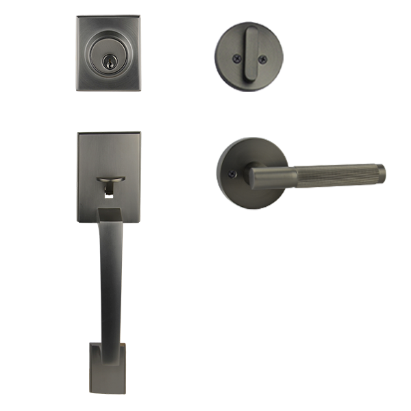 Gunmetal Finish Architectural Lever Pull with Deadbolt - Esperance Series