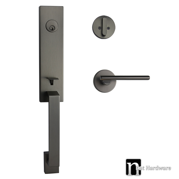 Gunmetal Finish Entrance Coongie Handle Lockset - Max Series