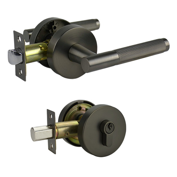 Brushed Gunmetal Double Cylinder Entrance Set - Carter Series