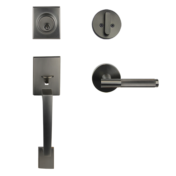 Gunmetal Finish Architectural Lever Pull with Deadbolt - Carter Series