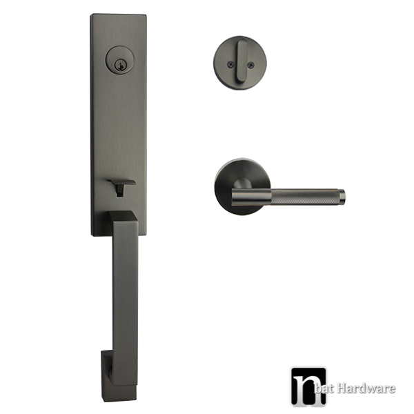 Gunmetal Finish Entrance Lockset with a Carter Handle - Max Series