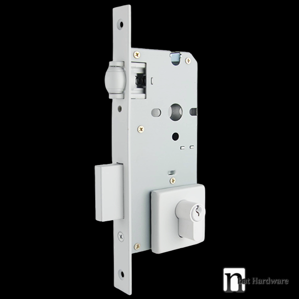 Heavy Duty Square Plated Roller Mortice Lock - White Finish